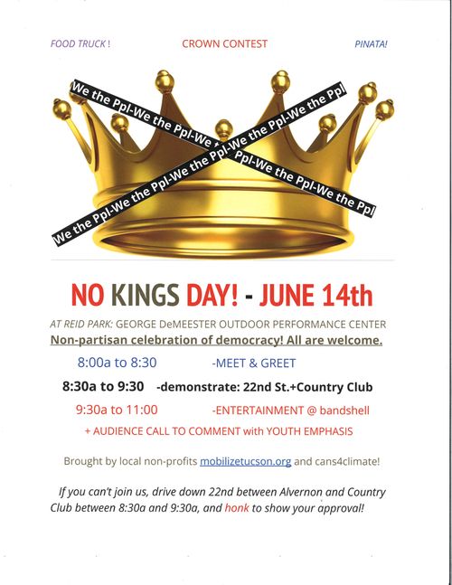 DEFEND DEMOCRACY  No Kings Day (morning) at Reid Park bandshell